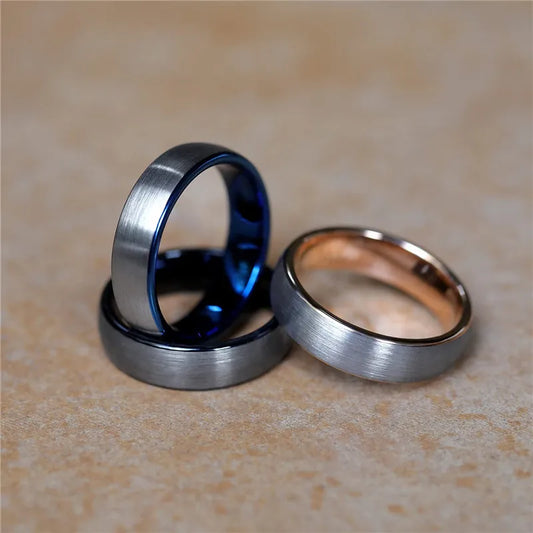 Brushed Ring Silver/Black/Blue/Rose Gold Color